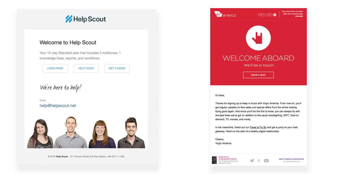 Welcome emails