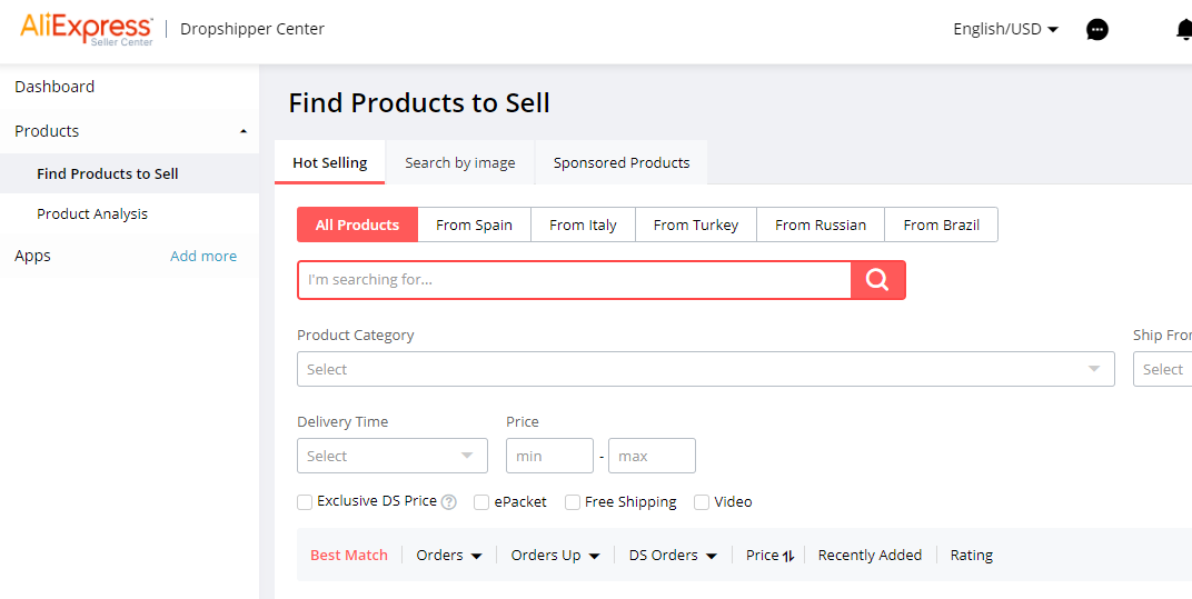 A screenshot showing Ali express bestseller finder