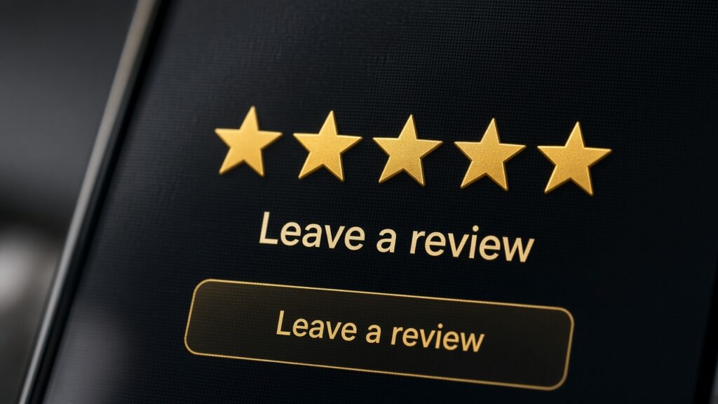Shopify review request stars on a phone screen