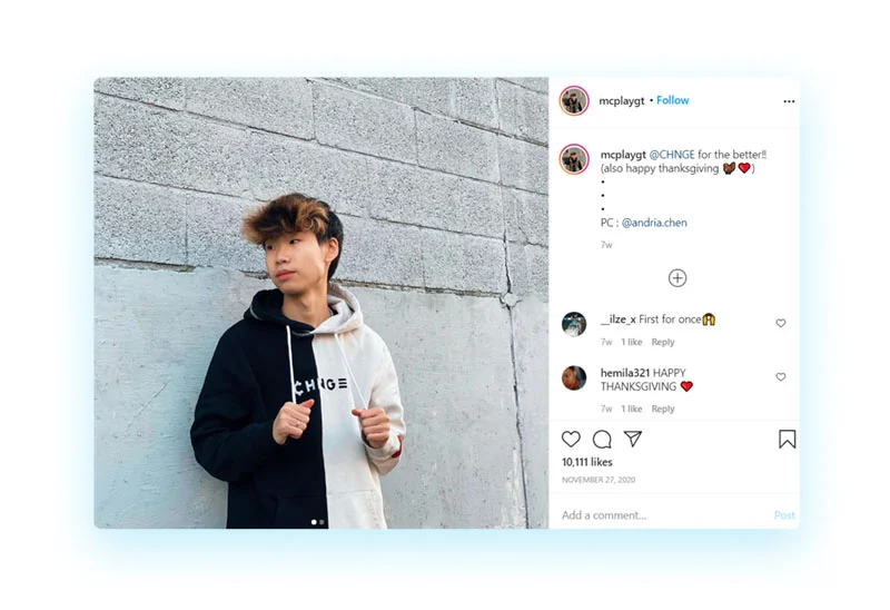 An influencer promoting a new brand on instagram